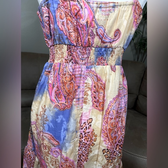 NWT Chaudry KC Anthropologie Leopard Paisley Watercolor Print Dress Sz Medium - Picture 8 of 16